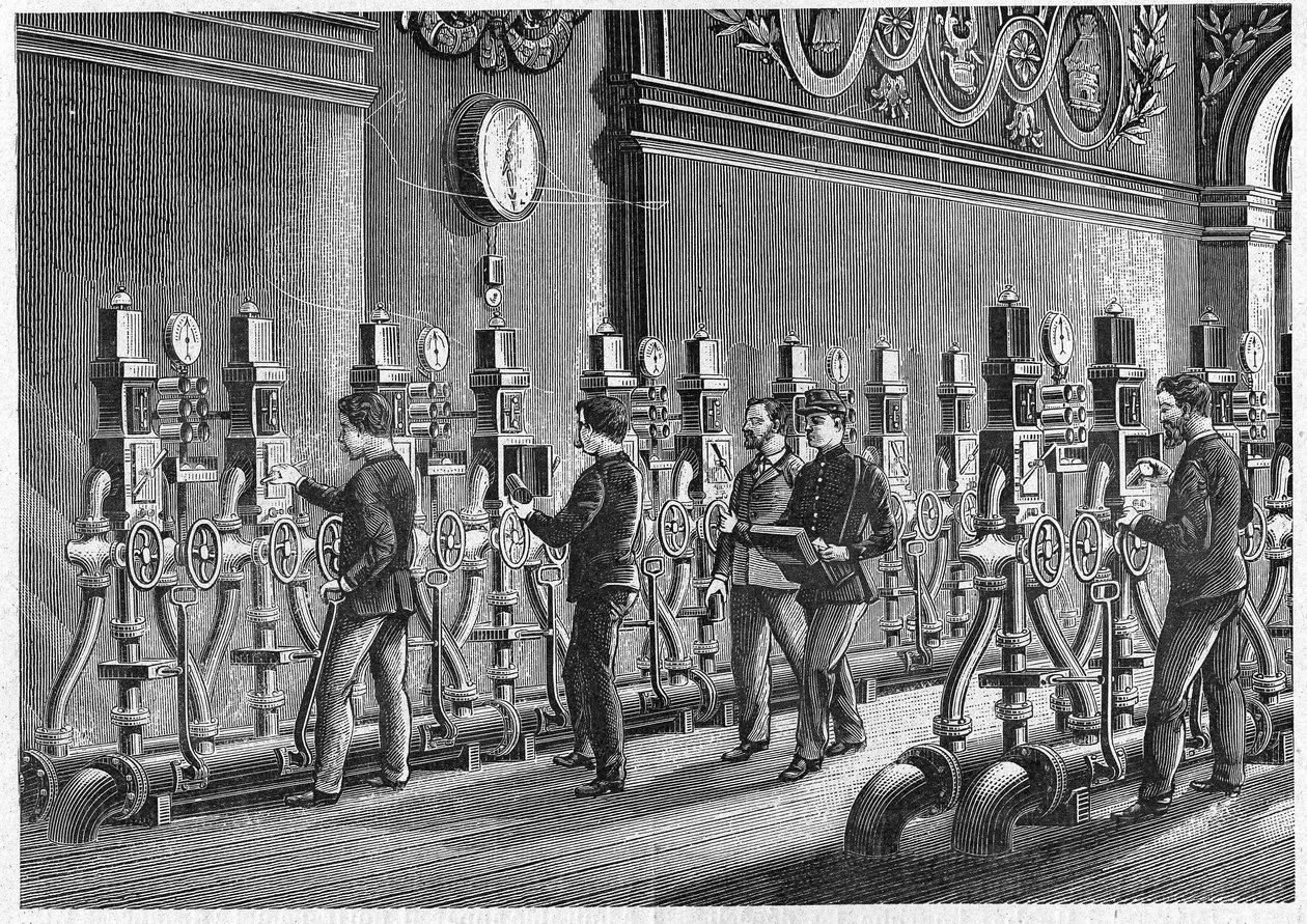 Pneumatisk postkontor, Place de la Bourse i Paris i 1888. av Unknown artist