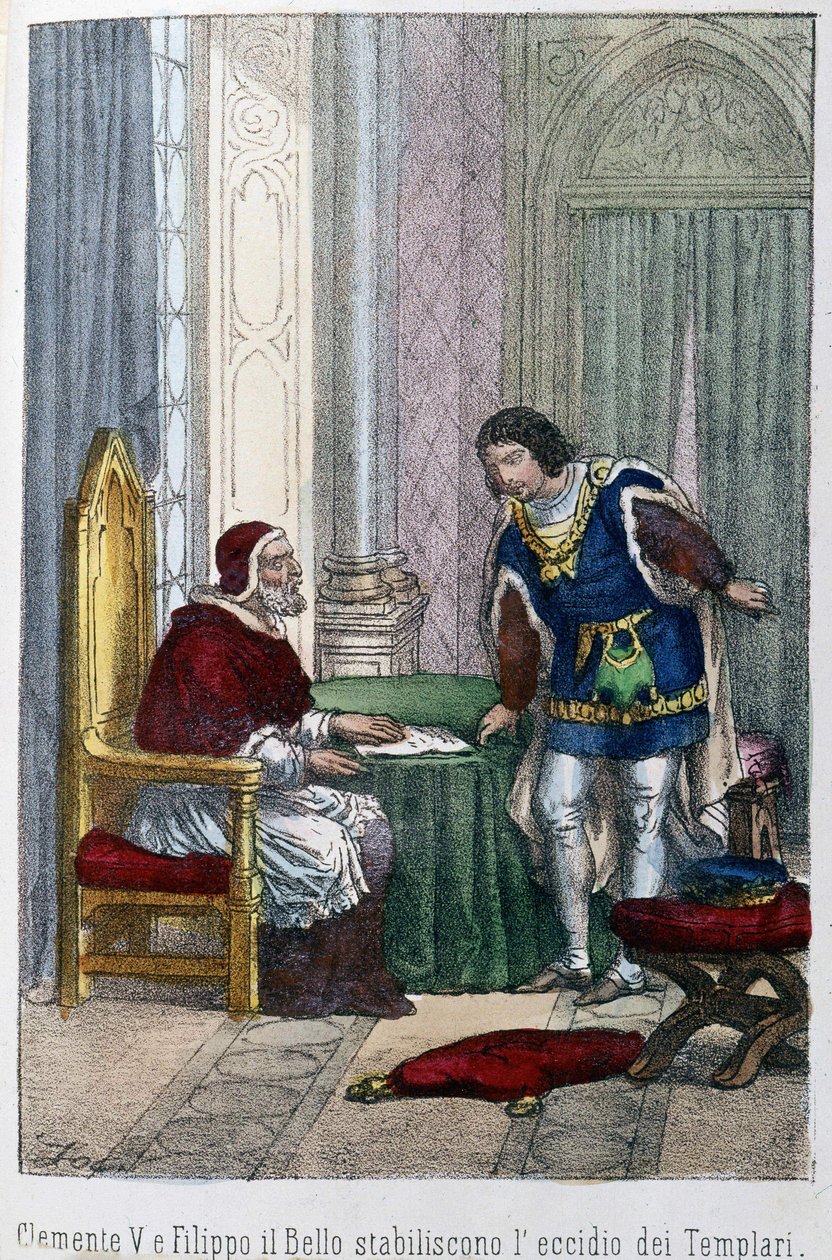 Pope Clement V and Philip IV the Bel, King of France, decided to eliminate the Templars av Unknown artist