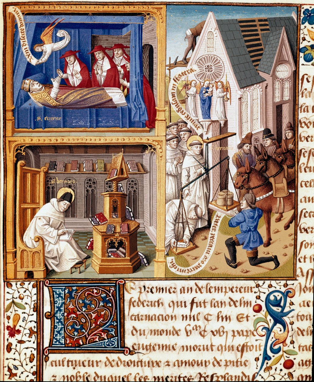 Pave Eugene III døde i 1153. Den hellige Bernard av Clairvaux (1090-1153). Armes de Jacques d
