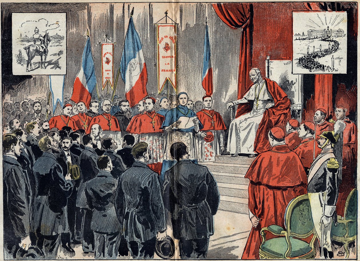 Pave Leon XIII (1810-1903) innviet protektoratet i Frankrike i Det hellige land da Tyskland ønsket å erstatte det. Publikum 8. oktober av Unknown artist
