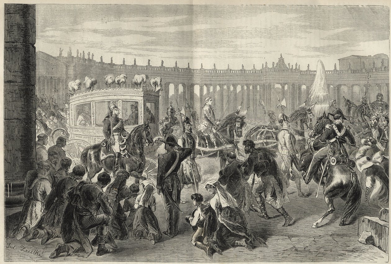 Pope Pius IX (Pius Pio) going to the Church of Saint Louis of Francais on the occasion of the feast of 15 August 1869 - Pope Pius IX (Pius Pio) going to the church of Saint Louis des Francais on the occasion of the feast of 15 August 1869 av Unknown artist