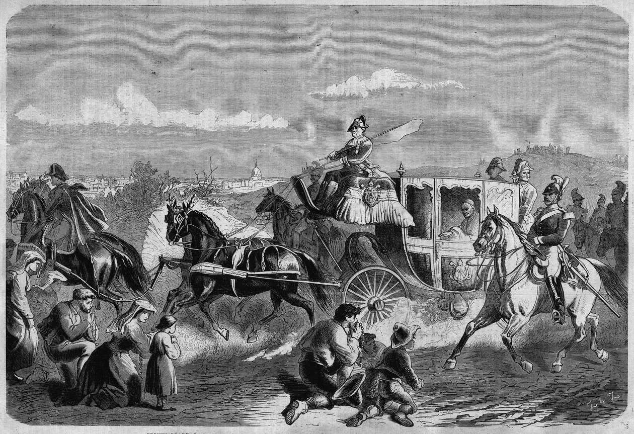 Pope Pius IX and his crew in the Roman countryside. In “The Illustrated Universe” av Unknown artist