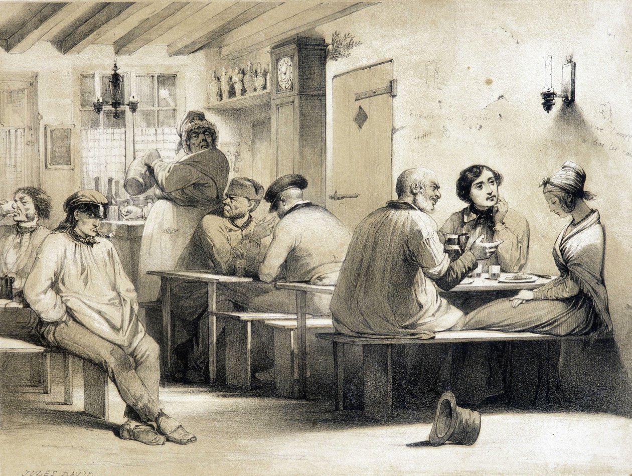 Populært vandrerhjem "" Le Carpet Franc"". Illustrasjon av 1800-tallet. av Unknown artist