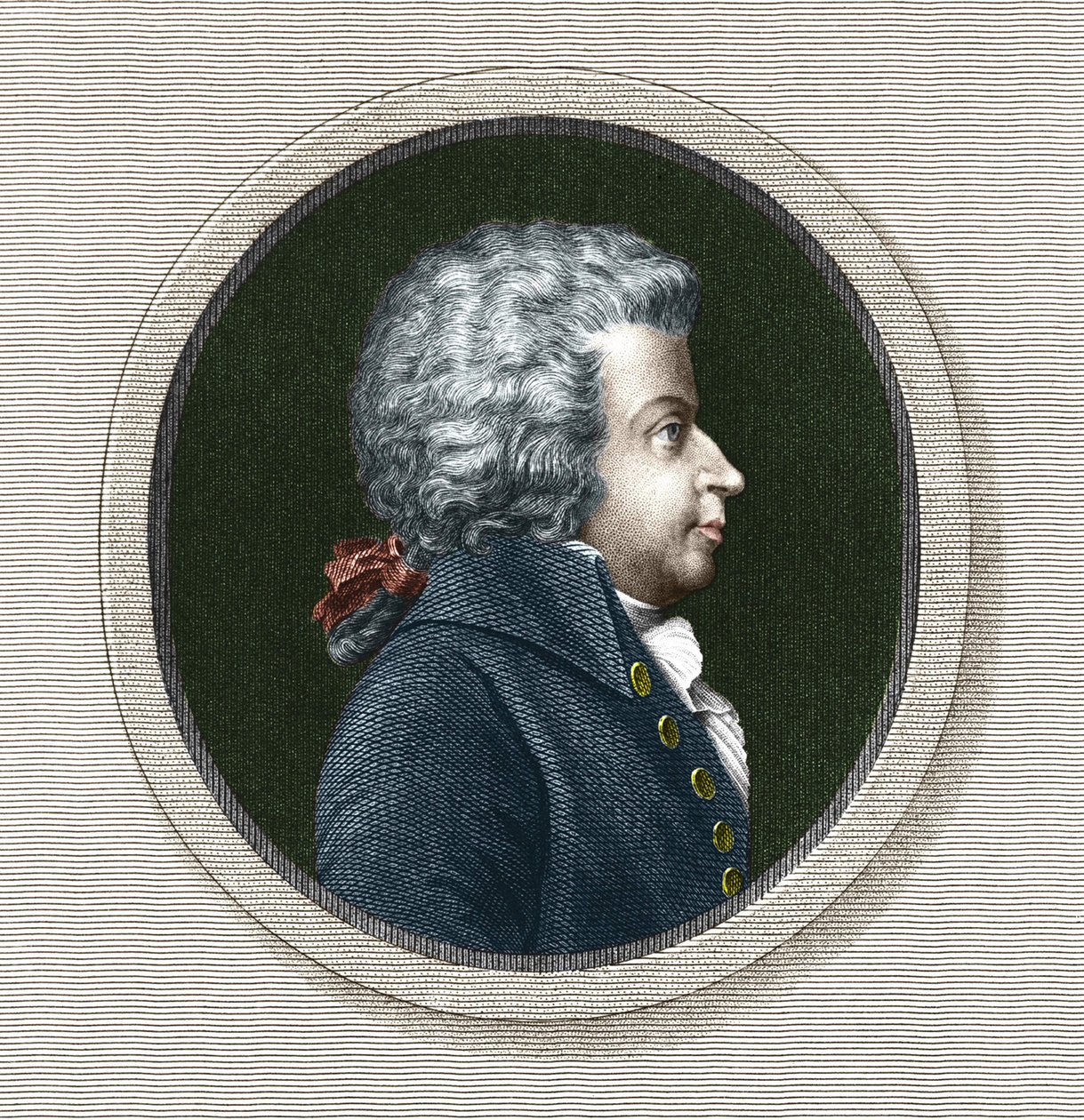 Portarit by Wolfgang Amadeus Mozart (1756-1791) - grav. 19th century av Unknown artist