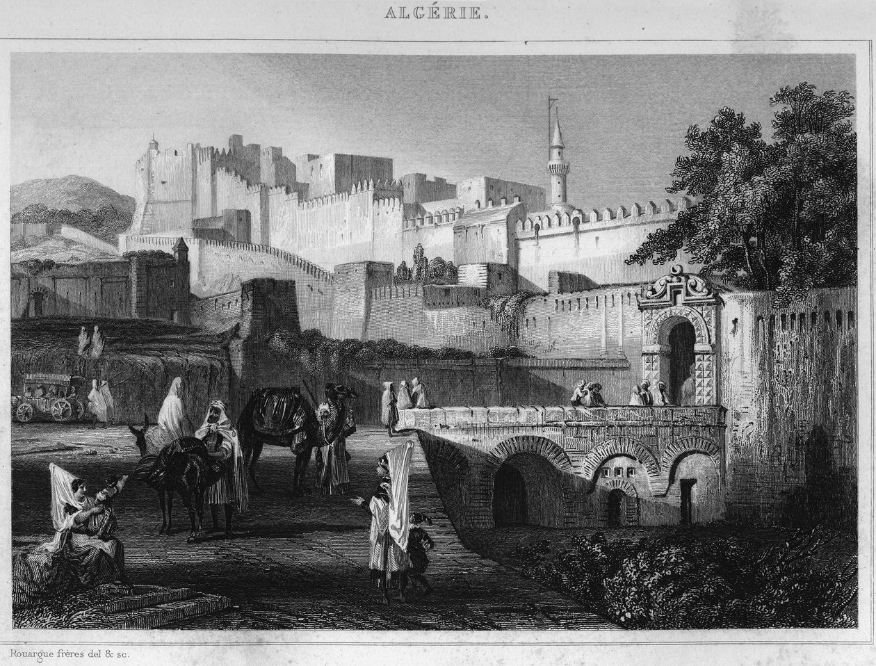 Porte Bab-Azoun i Alger, et fort okkupert av delingen av Escars under erobringen av Agery av Frankrike i 1830, i "L