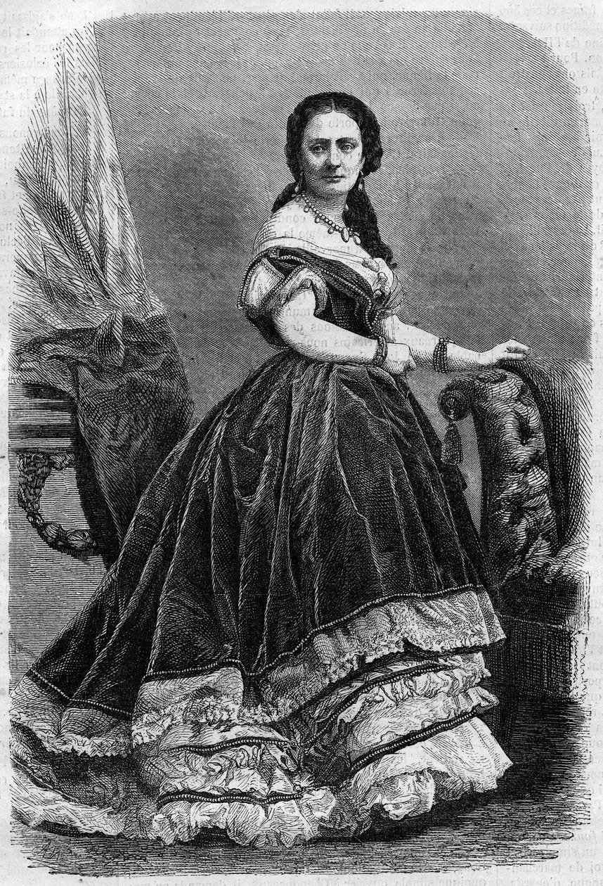 Portrett Maria Wyse Bonaparte dit Madame Urbain Ratazzi (1833-1902). Gravering i "The Illustrous Universe" av Unknown artist