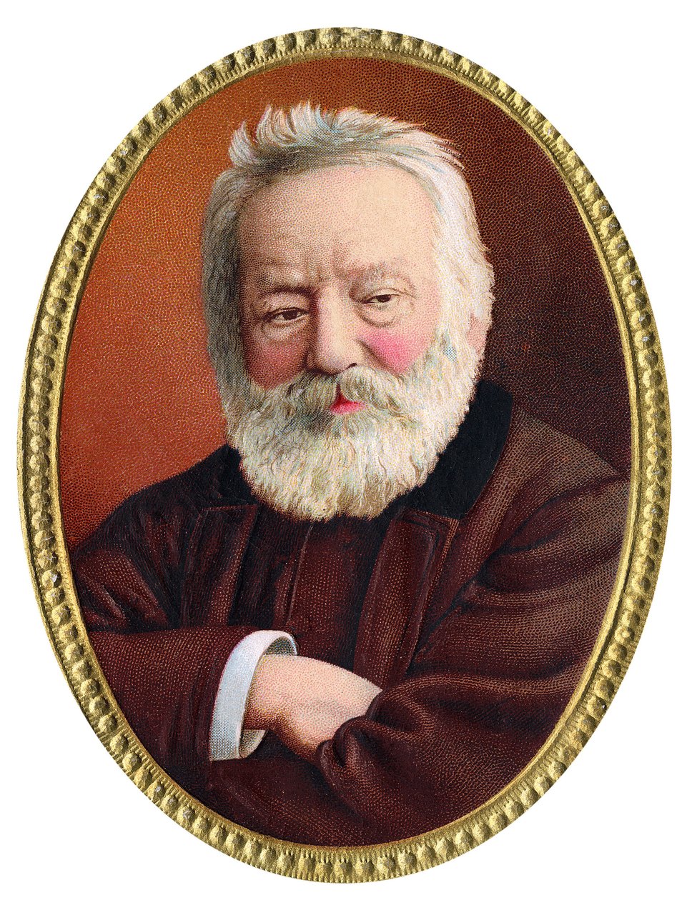 Portrett av den franske forfatteren Victor Hugo - Portrett av den franske forfatteren Victor Hugo (1802 - 1885) - Kromolitografi fra slutten av 1800-tallet. av Unknown artist