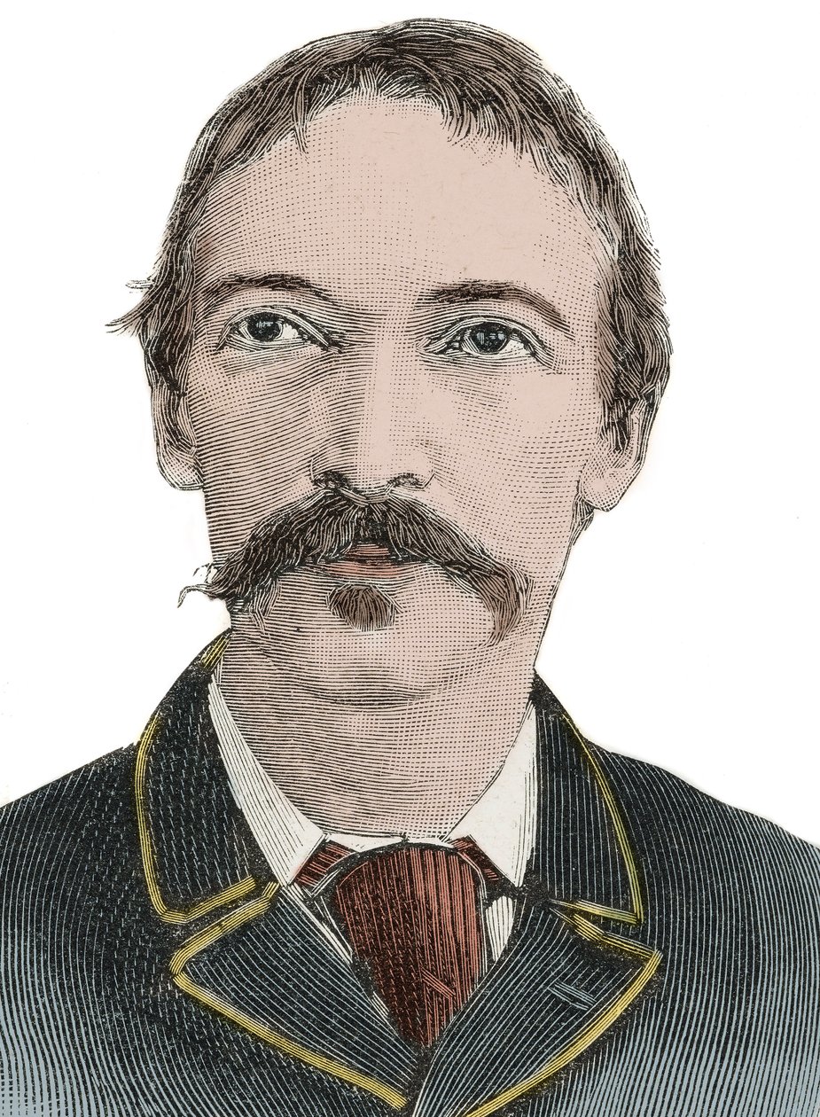 Portrett Robert Louis Stevenson (1850-1894) - britisk forfatter av Unknown artist