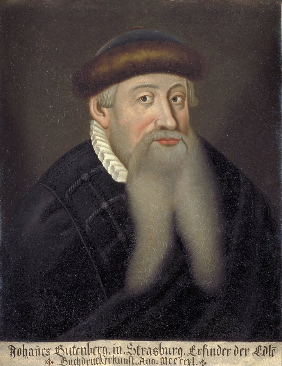 Portrett av Johannes Gensfleisch dit Gutenberg (1394/99-1468), tysk boktrykker (Portrett av Johannes Gutenberg) - peinture anonymous du 17eme siecle - Keio universitetsbibliotek av Unknown artist