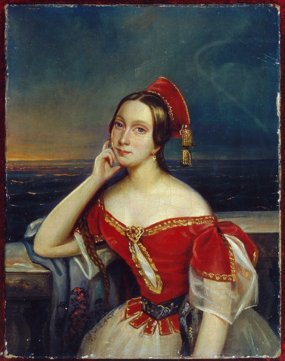 Portrett av ballerinaen Marie Taglioni (1804-1884) (Portrett av ballerinaen M. Taglioni). Anonymt maleri, olje på lerret. 1800-tallsportrett, romantikk. State Central A. Bakhrushin Theatre Museum, Moskva. av Unknown artist