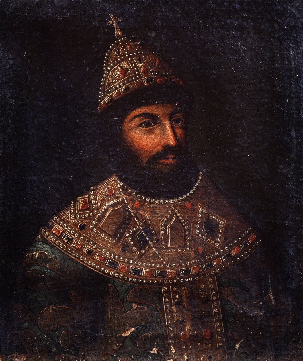 Portrett av tsaren Alexis I Mikhailovich av Russland (1629-1676) (Portrett av tsaren Alexis I Mikhailovich av Russland). Anonymt maleri. Olje på lerret, 54 x 45,5 cm, andre halvdel av 1600-tallet. Statens sentrale artillerimuseum, St. Petersburg. av Unknown artist