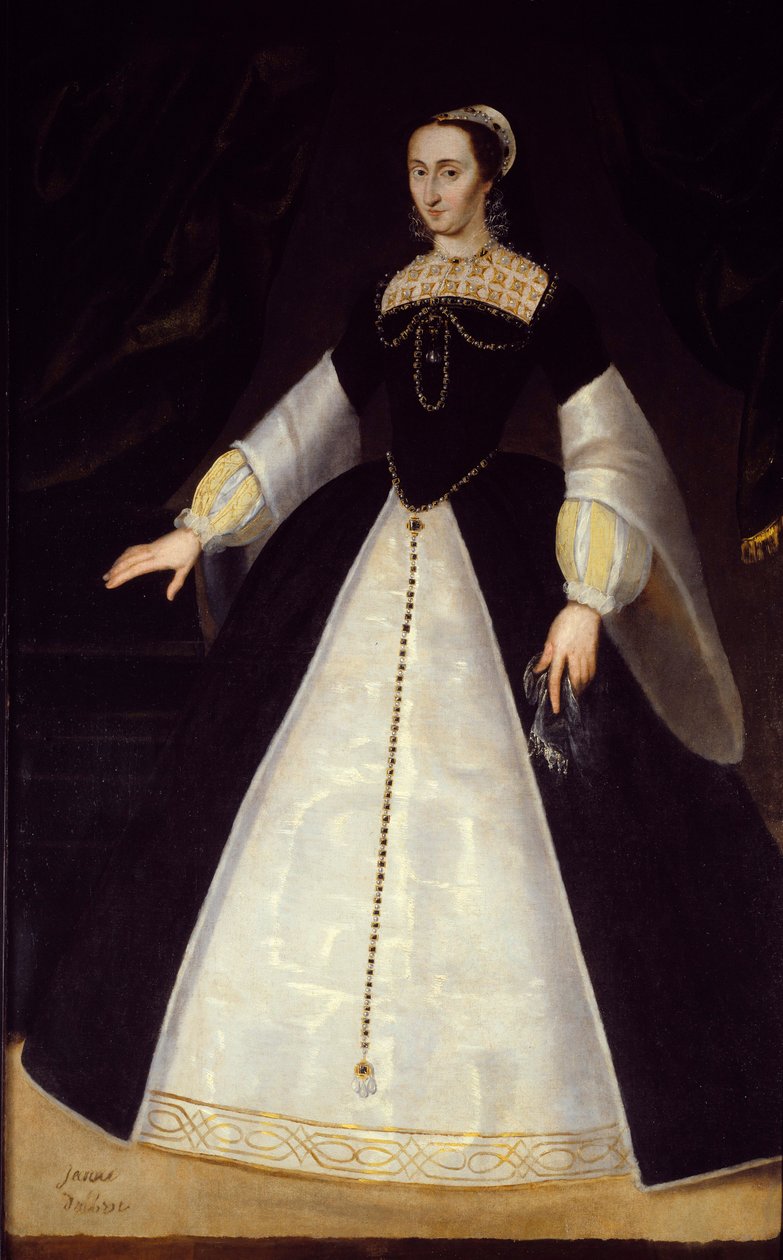 Portrett til fots av Joan av Albret, dronning av Navarra (1528-1572) mor til Henry IV Anonym maleri. 1500-talls søn. 1,96x1,22 m Pau, slottets museum av Unknown artist