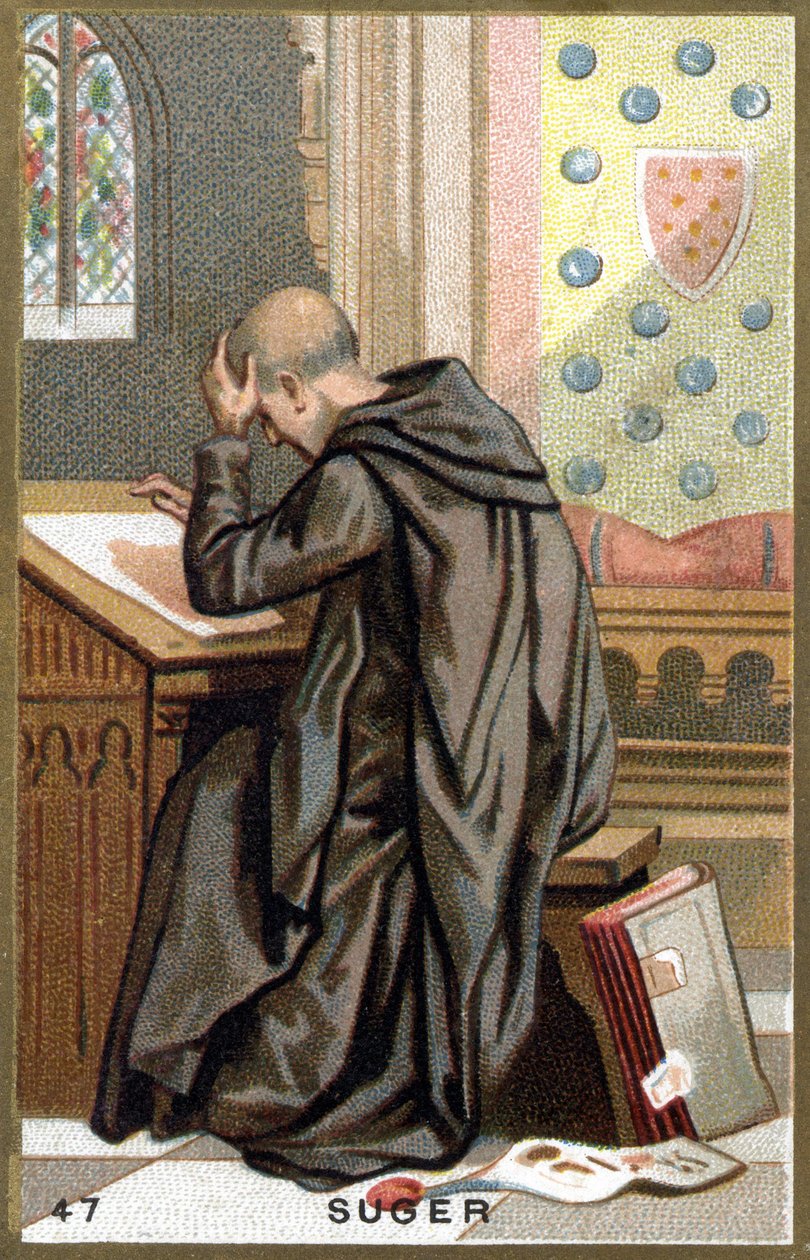 Portrett av Abbe Suger (1081 - 1151). Kromolitografi fra slutten av 1800-tallet. av Unknown artist