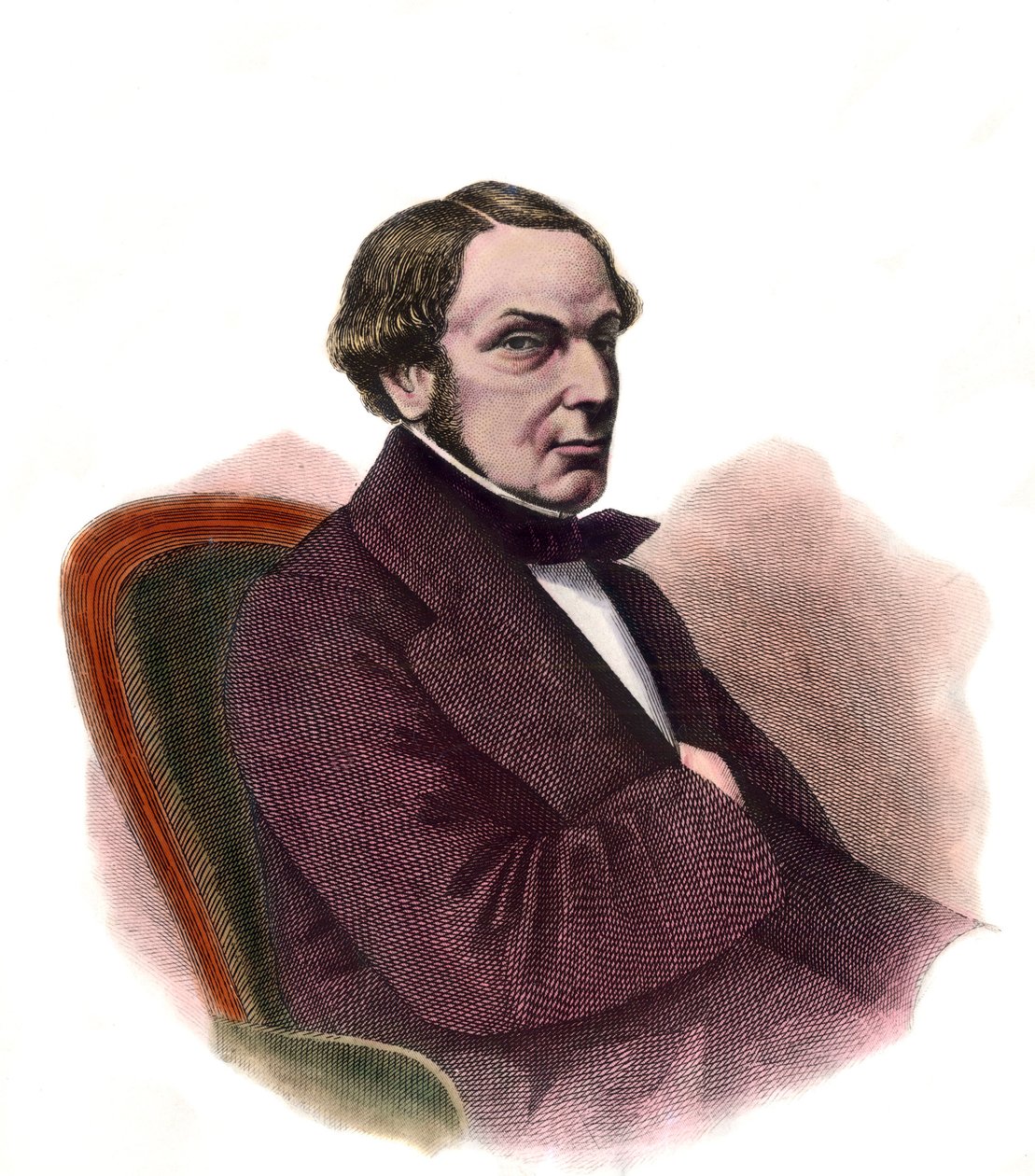 Portrett av Achilles Marcus Fould (1800-1867) Minister for Napoleon III Gravering fra 1800-tallet Privat samling av Unknown artist