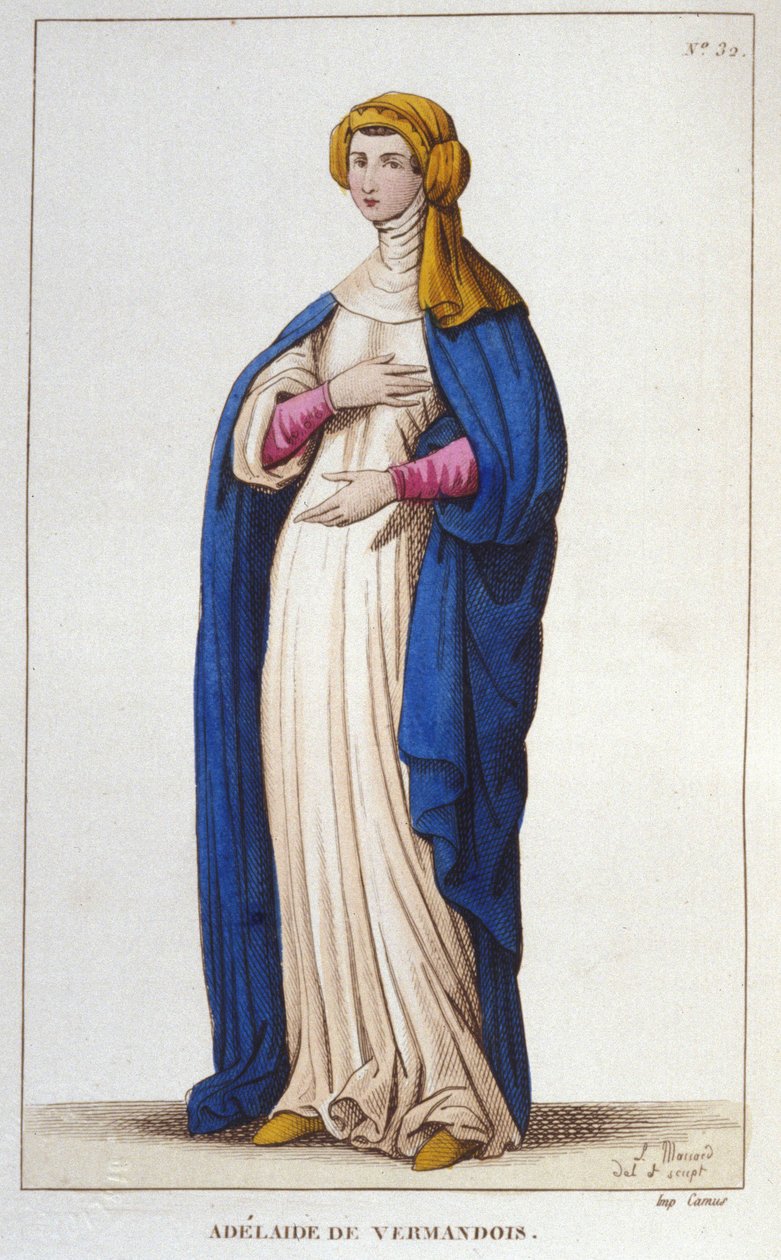 Portrett av Adelaide av Vermandois (1065-1024). Capetians dynasti. Gravering fra 1830. av Unknown artist