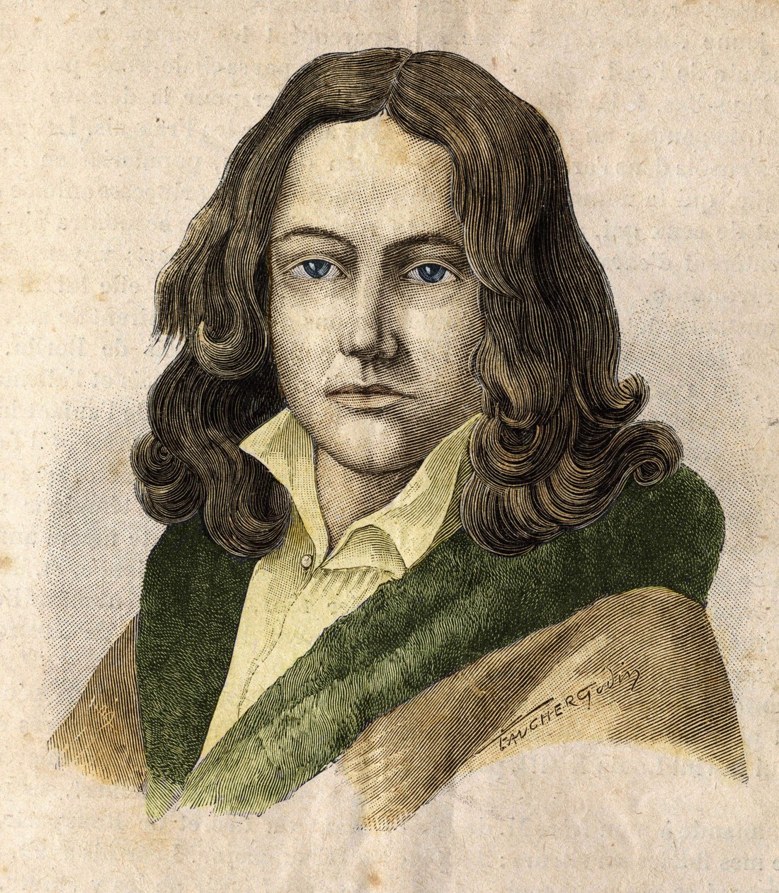 Portrait of Adelbert de Chamisso (1781 - 1838) - in “” Les Contemporains””, n.d. late 19th century. av Unknown artist