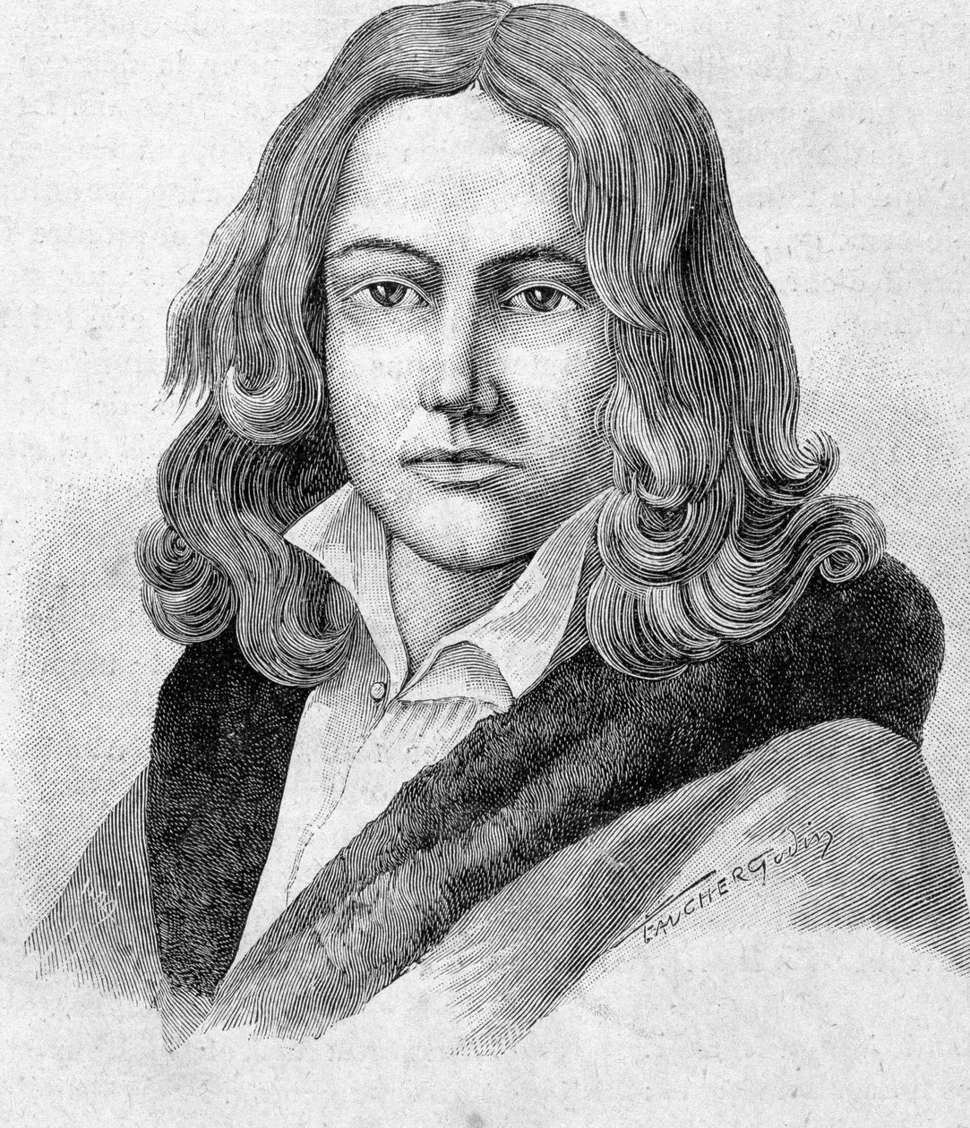 Portrett av Adelbert von Chamisso er en tysk poet og botaniker av fransk nasjonalitet (1781 - 1838) - i "" Les Contemporains", n.d. slutten av 1800-tallet. av Unknown artist