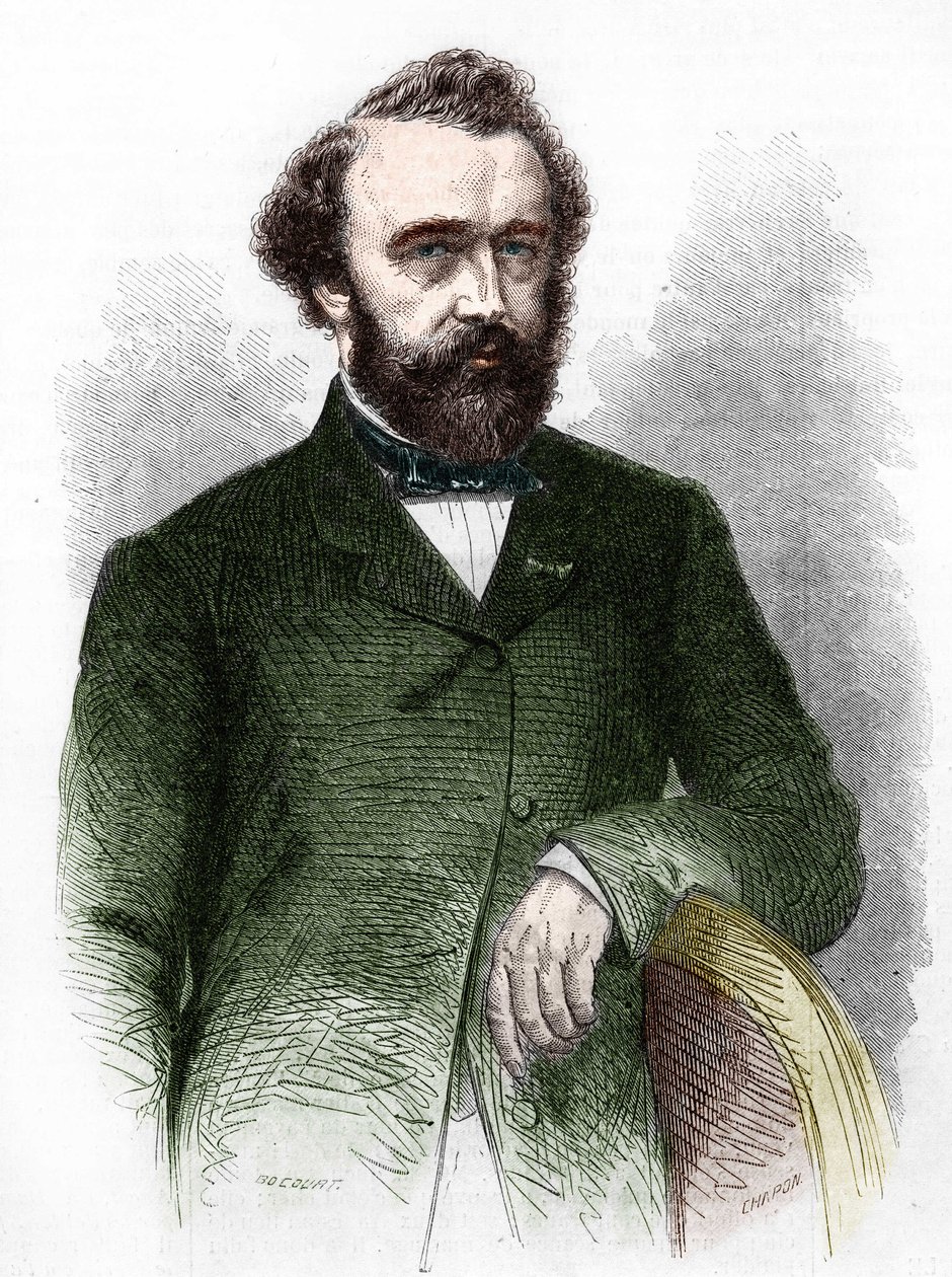 Portrett av Adolphe (Adolph) Sax, oppfinneren av saksofonen (1814-1894). av Unknown artist