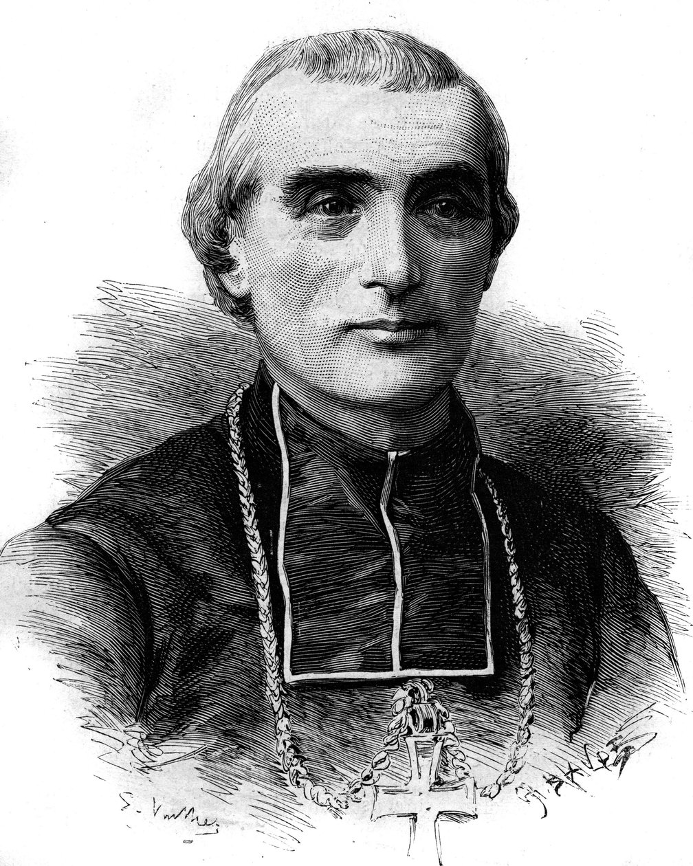 Portrett av Adolphe Perraud (1828-1906), fransk kirkemann og akademiker. Gravering i "" Le Monde Illustré"" nr. 1316 av 17. juni 1882. av Unknown artist