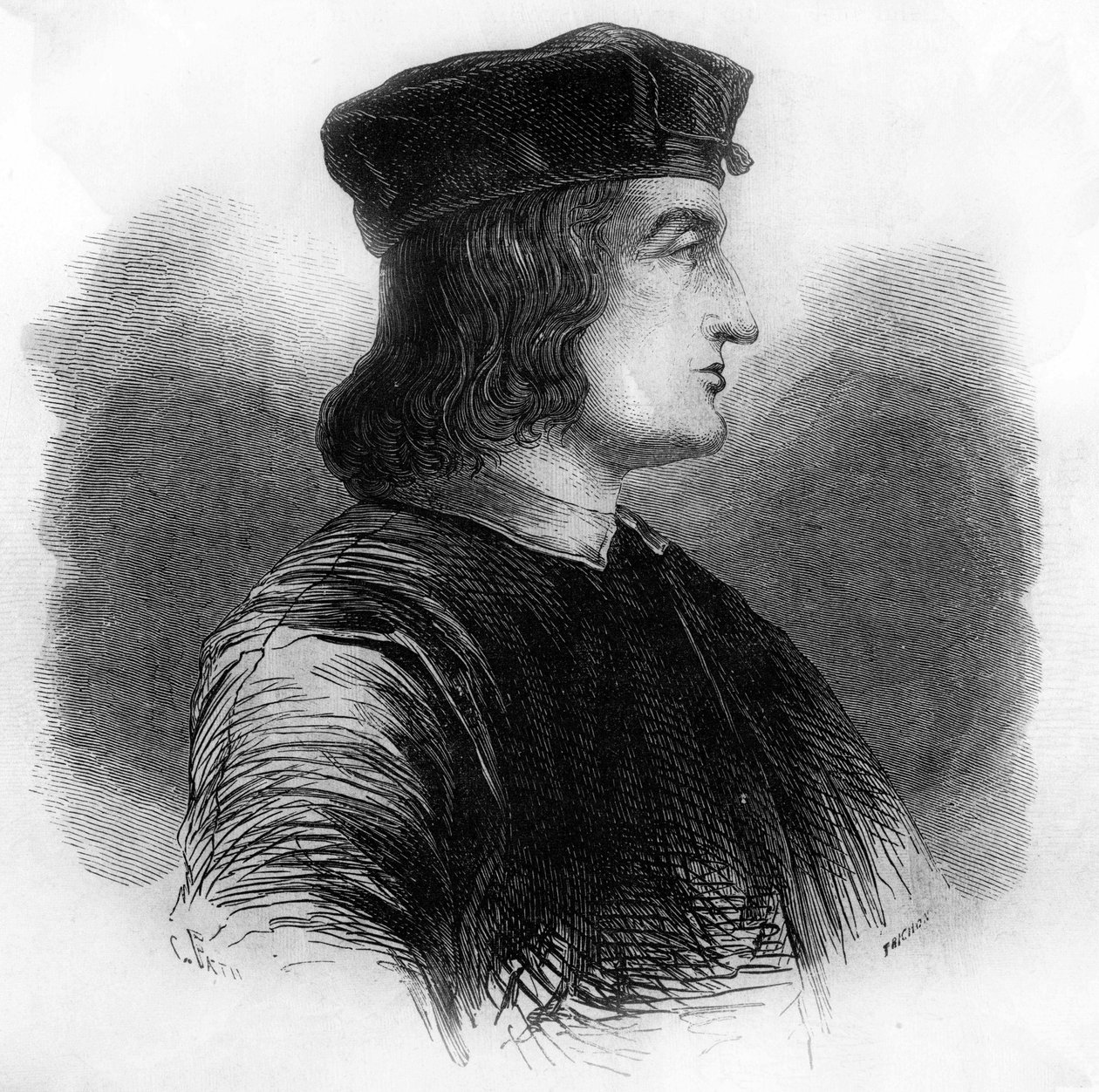Portrett av Aldus Manutius (Alde Manuce) (1449 - 1515). av Unknown artist