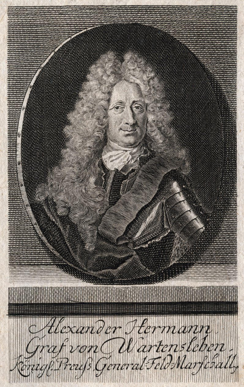 Portrett av Alexander Hermann Graf von Wartensleben (1650-1734) offiser i hærene til forskjellige tyske stater - gravering av Unknown artist