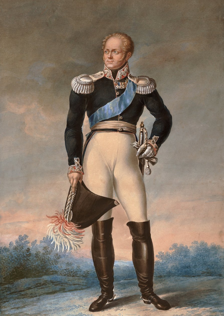 Portrait of Alexander I of Russia, c. 1819 - Watercolor - Foot Portrait of Alexander I, Tsar of Russia (1777-1825)”” Anonymous watercolor av Unknown artist