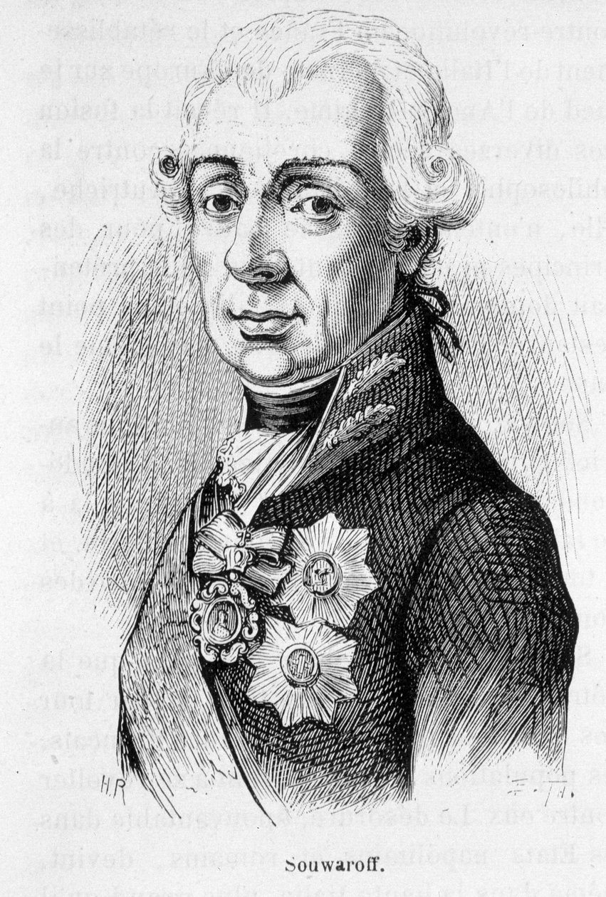 Portrett av Alexander Souwaroff (Souvaroff eller Souvarov eller Alexander Suvorov) (1729–1800), russisk marechal (1729–1800) av Unknown artist