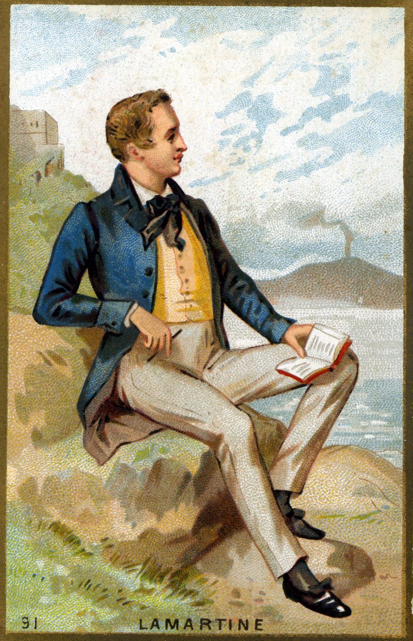 Portrett av Alfonso de Lamartine (1790 - 1869) fransk poet. 1800-talls kromolitografi. av Unknown artist