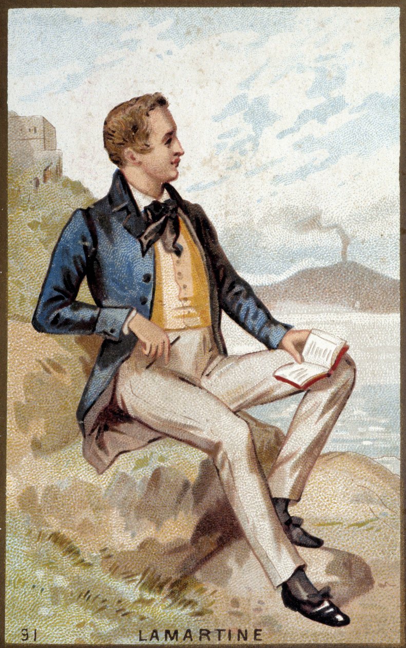 Portrett av Alfonso de Lamartine (1790 - 1869) fransk poet. 1800-talls kromolitografi. av Unknown artist
