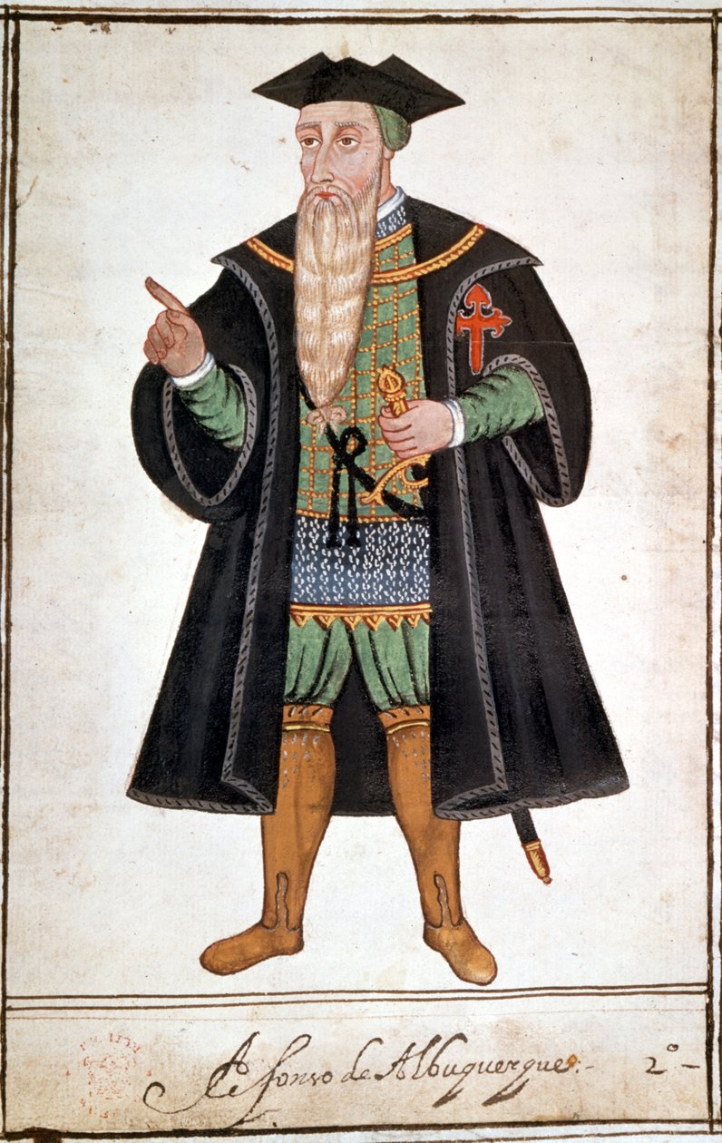 Portrett av Alphonse (Alfonso eller Afonso) av Albuquerque (1453 - 1515). Manuskript av Pedro Varretto de Resenda. Det 16. århundre. av Unknown artist