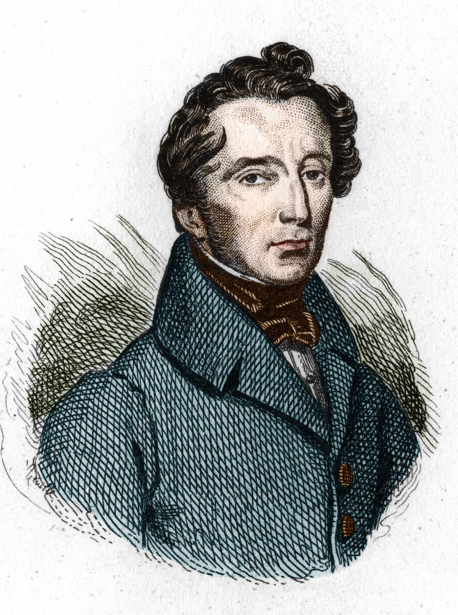 Portrett av Alphonse de Lamartine (1790 - 1869) fransk poet. av Unknown artist