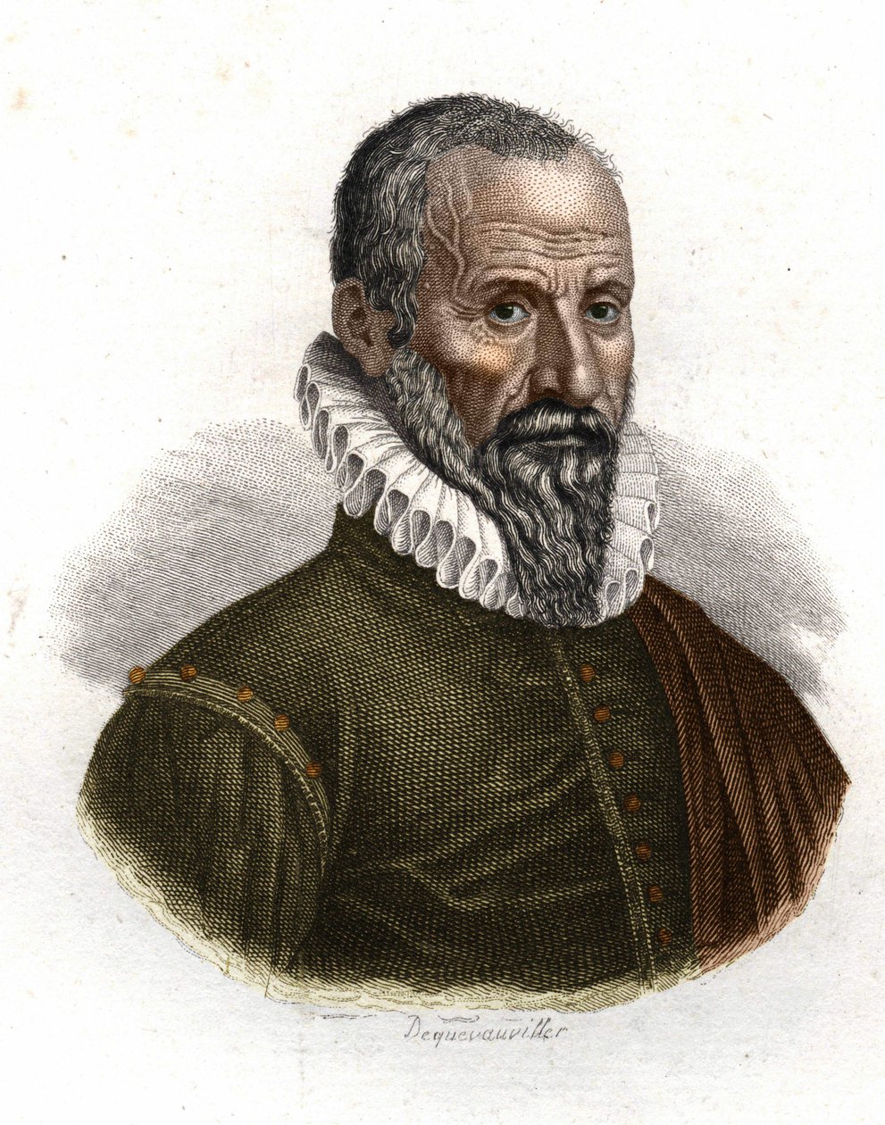 Portrait of Ambroise Paré (1509-1590), French surgeon - engraving of the 19th century av Unknown artist