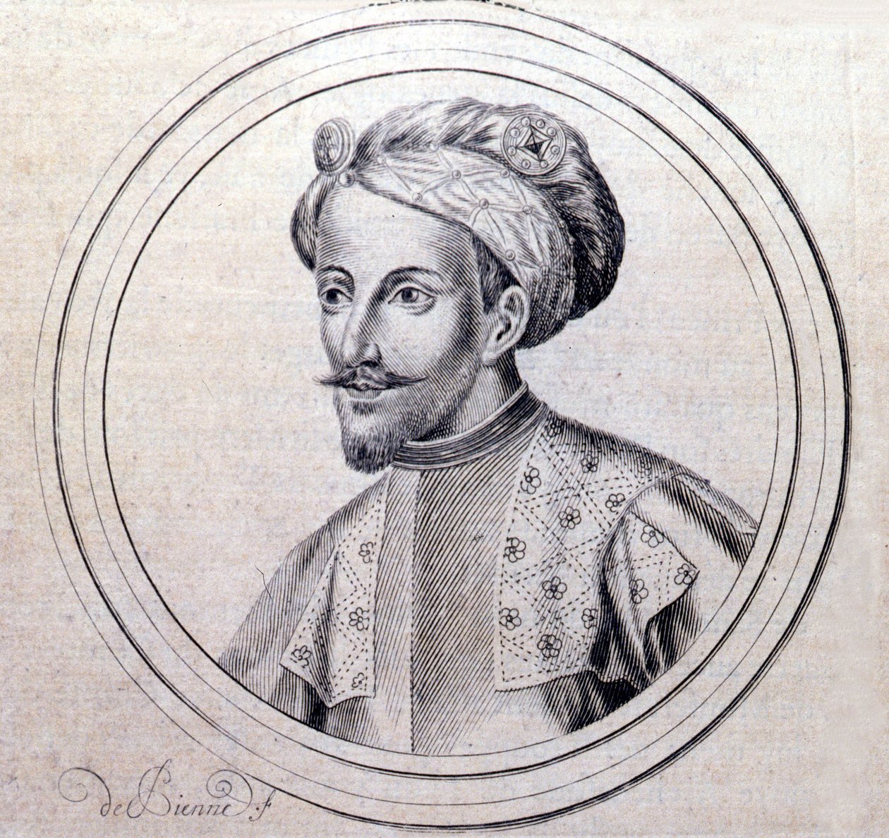 Portrett av Amedee V av Savoy sa Le Grand (1249 - 1324) (Amedeo VI di Savoia detto il Grande) i "" Genealogical History of the Royal House of Savoy" av Samuel Guichenou, Lyon 1660. av Unknown artist