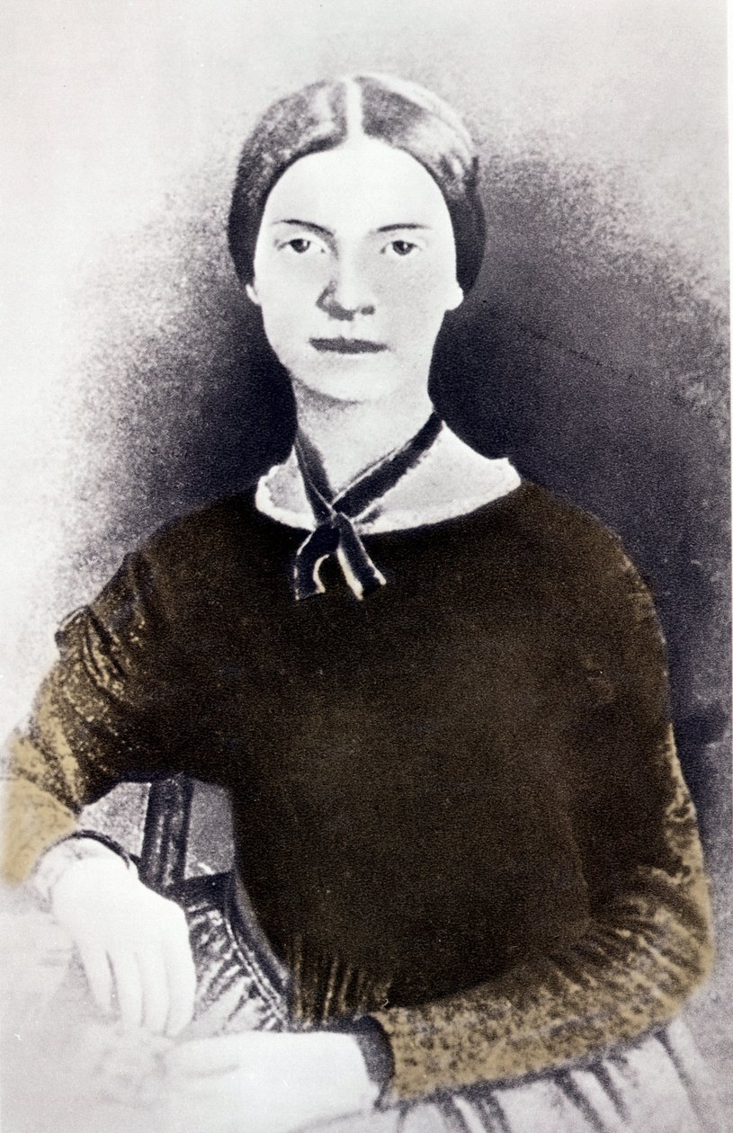 Portrett av den amerikanske poeten Emily Dickinson (1830-1886) fra et fotografi rundt 1846-1847 av Unknown artist