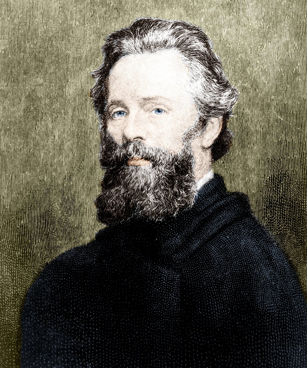 Portrett av den amerikanske poeten og romanforfatteren Herman Melville (1819-1891). av Unknown artist