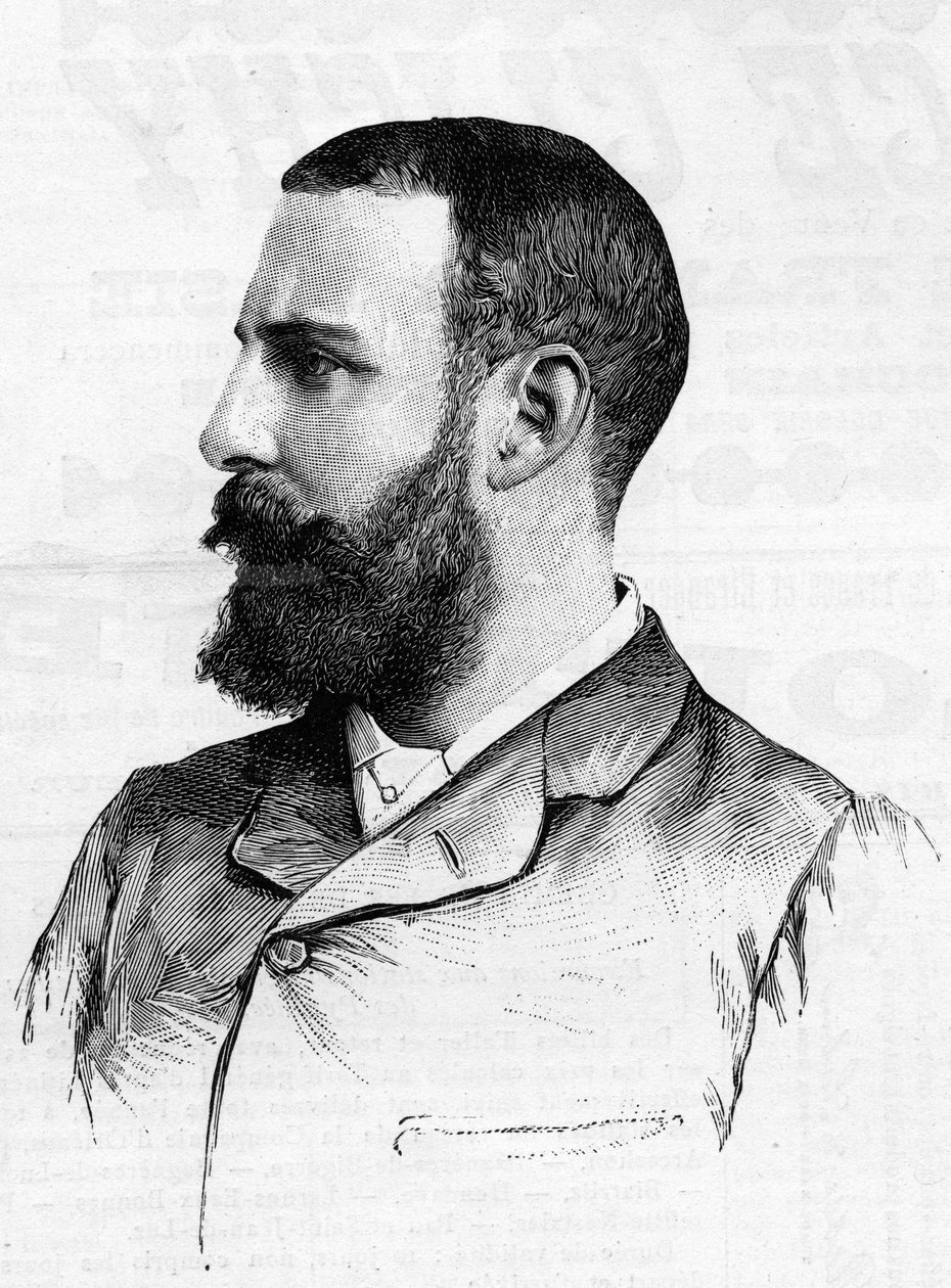 Portrett av den amerikanske forfatteren Francis Marion Crawford (1854-1909) i 1887. av Unknown artist