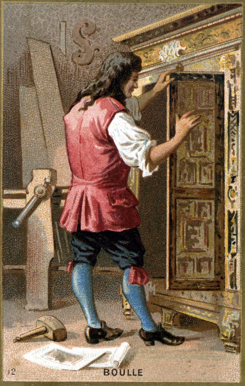 Portrett av André Charles Boulle (1642 - 1732) fransk møbelsnekker. Kromolitografi fra 1800-tallet. av Unknown artist