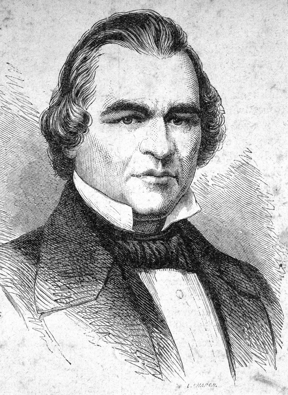 Portrett av Andrew Johnson (1808 - 1875) amerikansk statsmann - i "" The Contemporains"", n.d. slutten av 1800-tallet. av Unknown artist