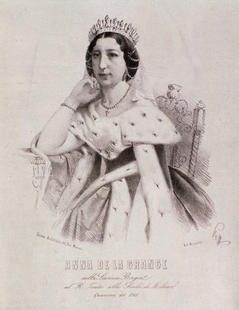 Portrett av Anna de la Grange i Lucrezia Borgia (gravering av Unknown artist