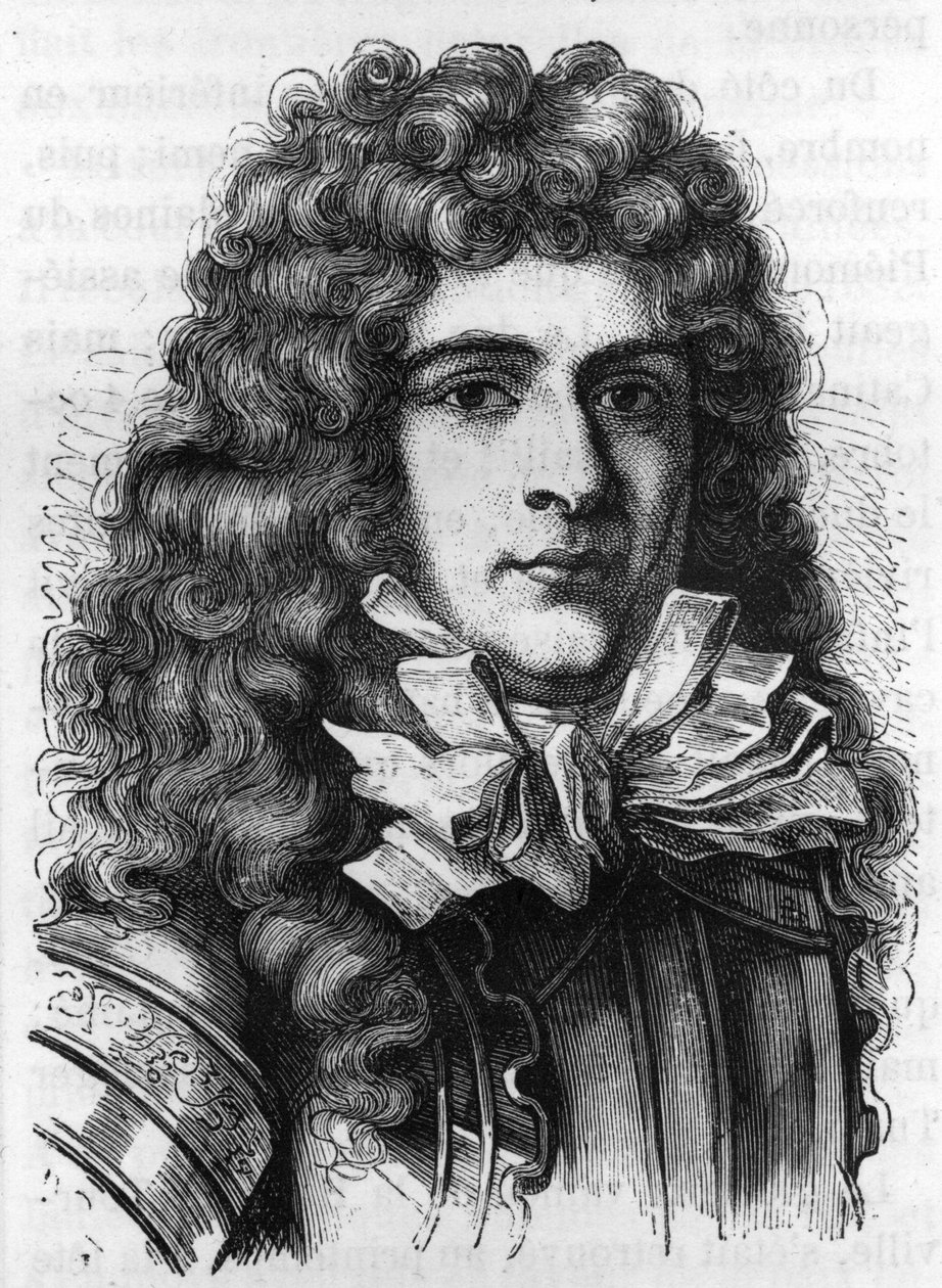 Portrait of Anne Hilarion de Costentin (Cotentin), Comte de Tourville (1642-1701) French Admiral - engraving av Unknown artist