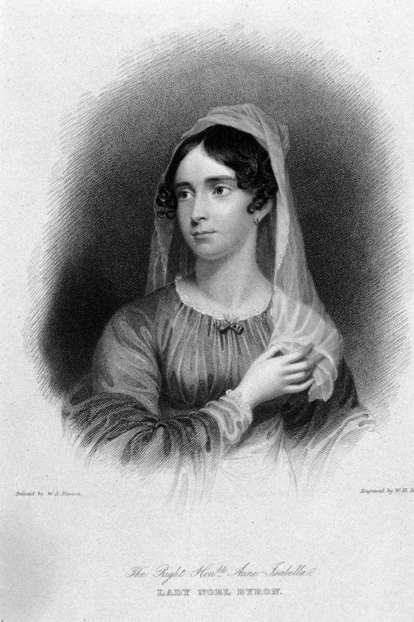 Portrett av Anne Isabelle Noel Byron (1792-1860), kone til poeten George Gordon Byron. Gravering av Unknown artist