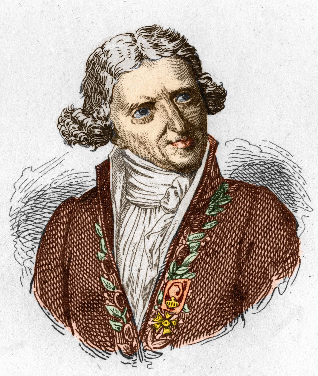 Portrait of Antoine Augustin Parmentier (1737 - 1813), French military pharmacist and agronomist. Engraving from 1845. av Unknown artist