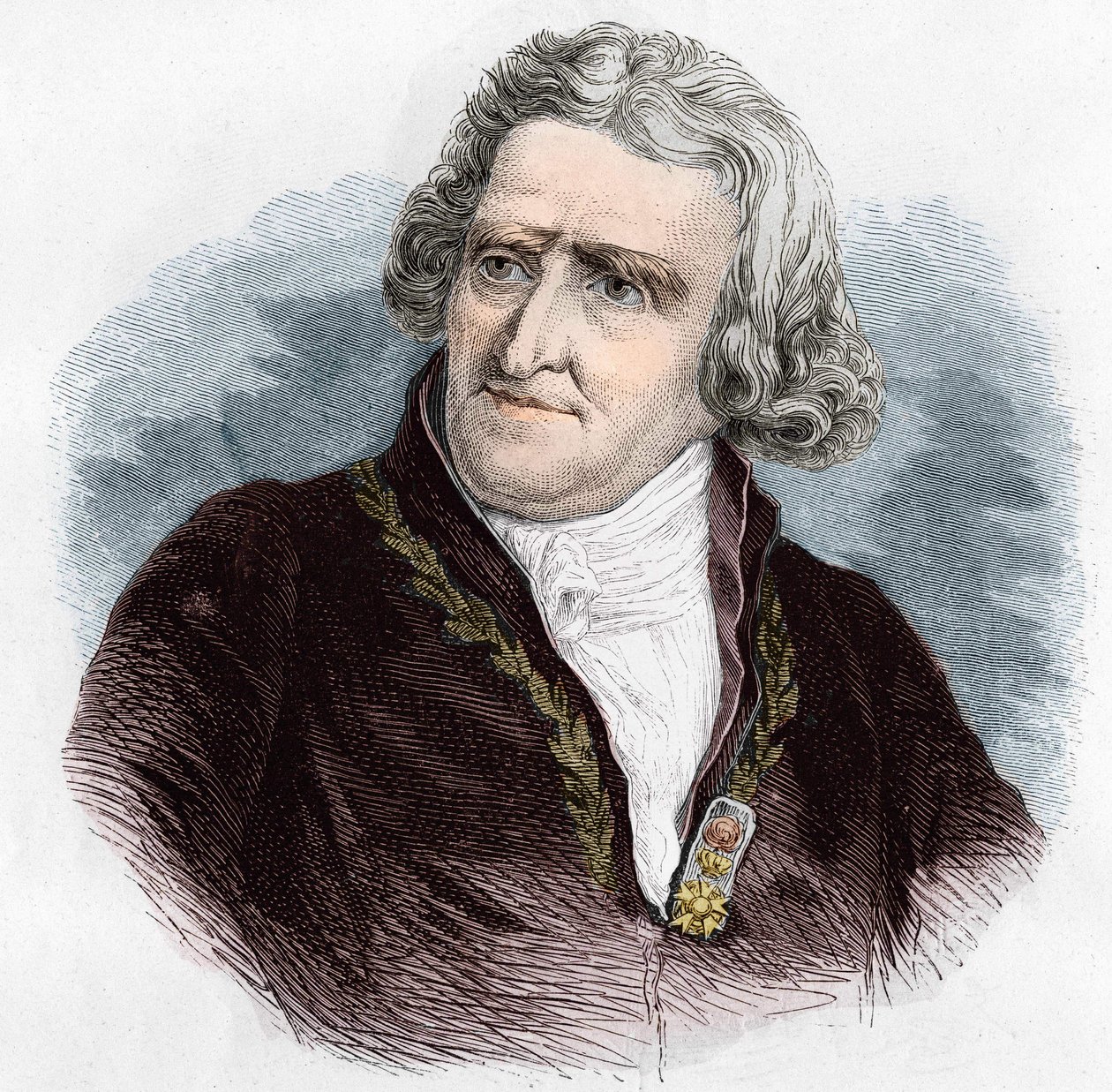 Portrait of Antoine Augustin Parmentier (1737 - 1813), French military pharmacist and agronomist. Engraving from 1866. av Unknown artist