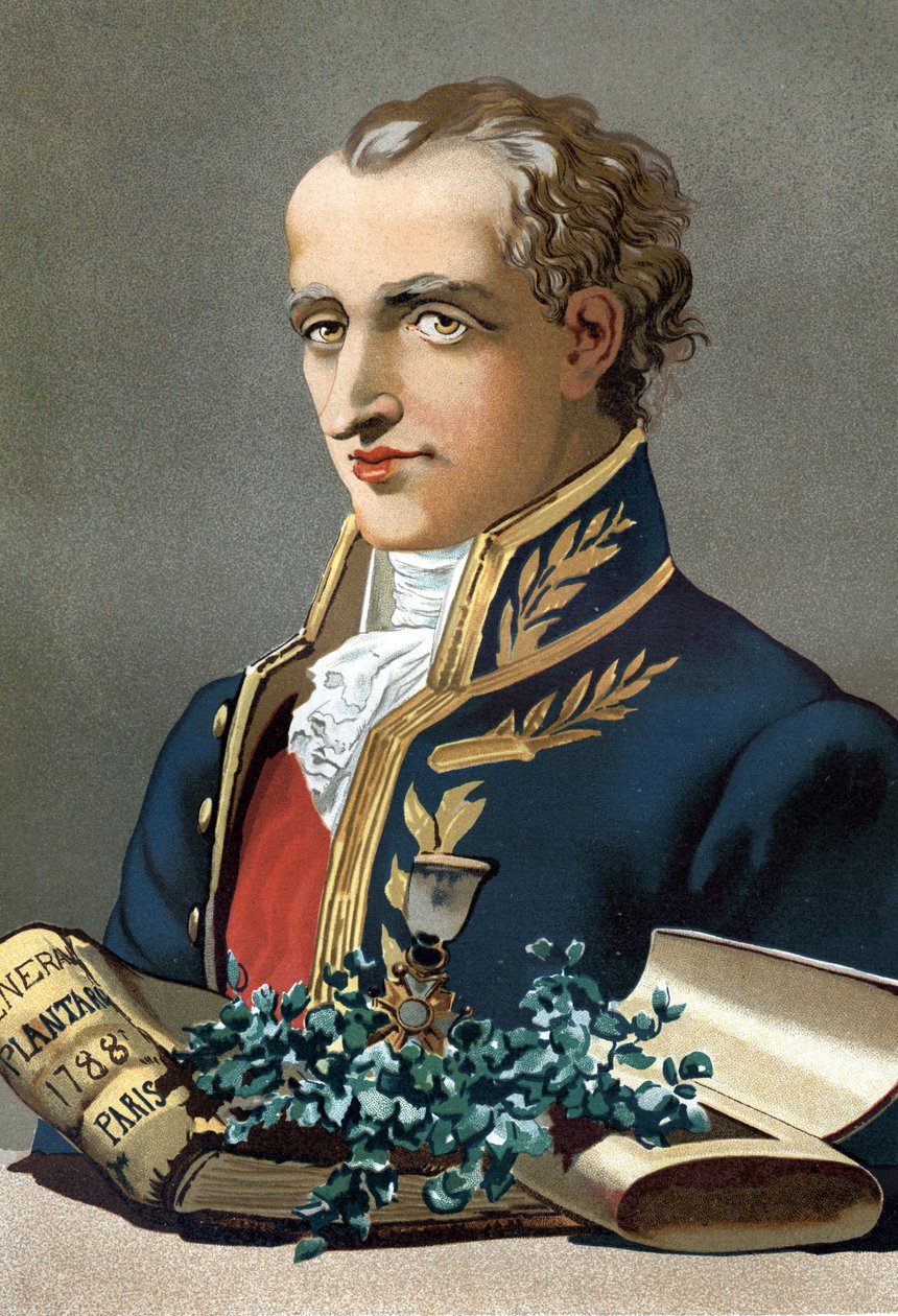 Portrett av Antoine Laurent de Jussieu (1748 til 1836). fransk botaniker. etter «La Ciencia y sus Hombres» av Louis Figuier. Barcelona 1881 av Unknown artist