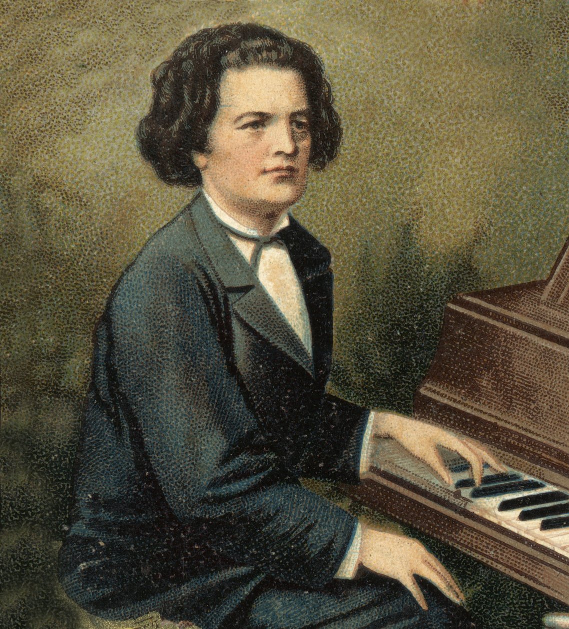 Portrett av Anton Rubinstein (1829-1894), russisk pianist og komponist. av Unknown artist