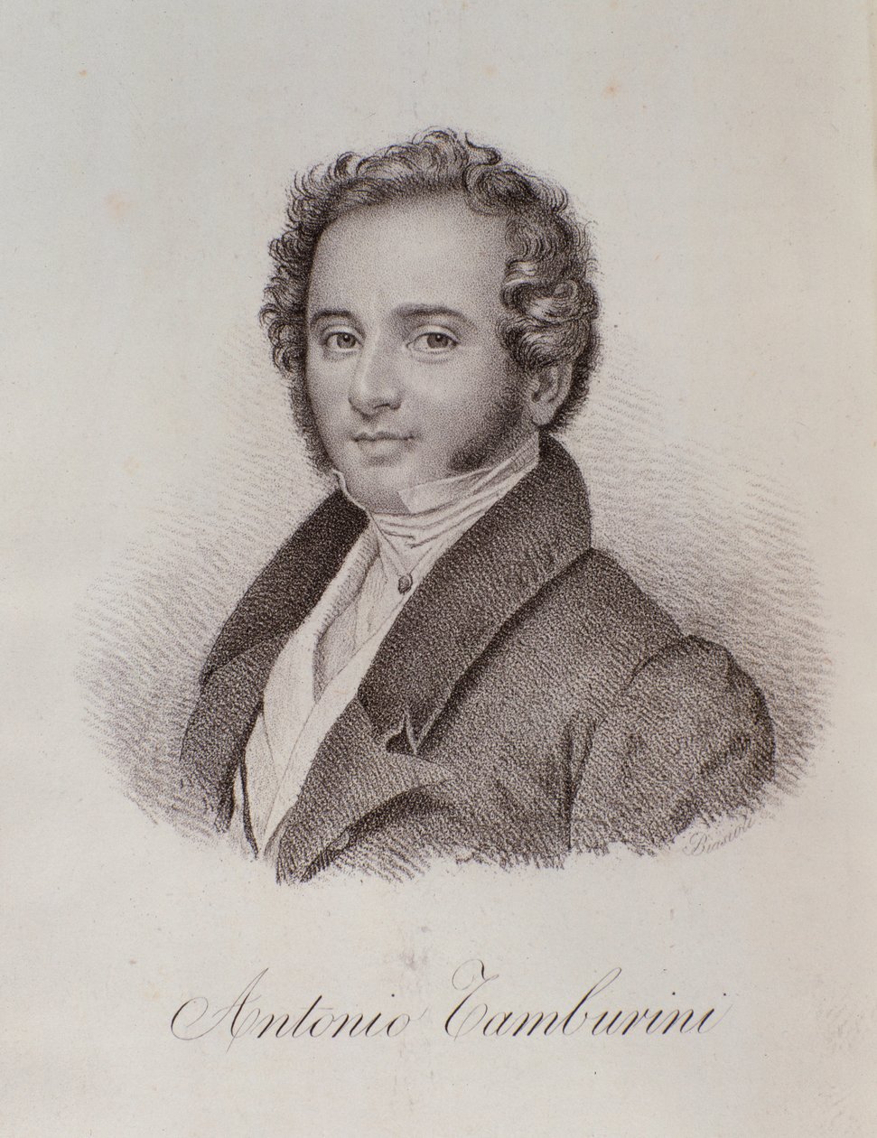 Portrett av Antonio Tamburini (gravering av Unknown artist
