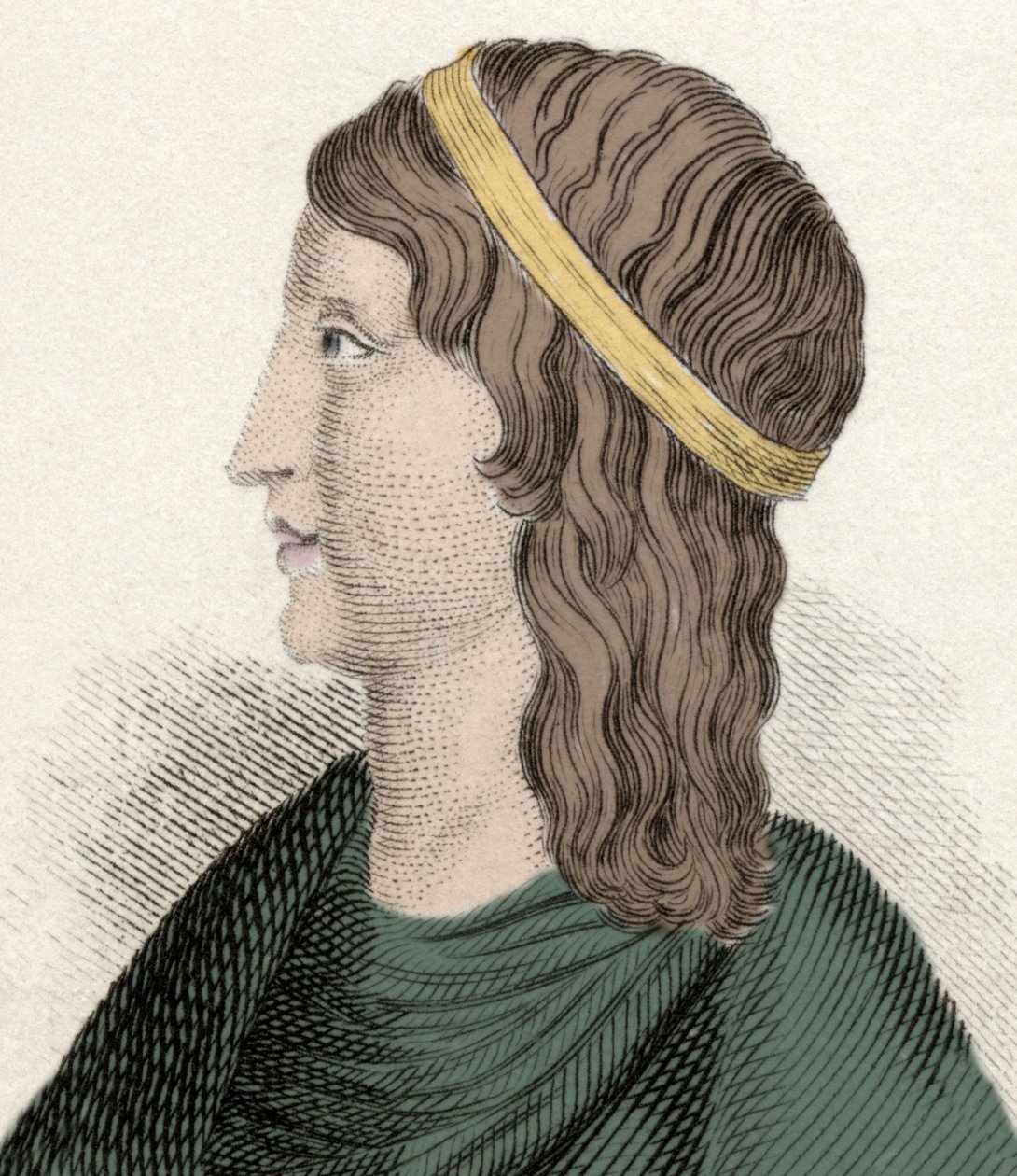 Portrett av Apulee (Lucius Apuleius) (rundt 125-rundt 180), latinsk filosof og forfatter, av berberisk opprinnelse (Algeria), forfatter av "" Les Metamorphoses" (Gyldent esel eller Asinus aureus). Gravering fra 1800-tallet. av Unknown artist