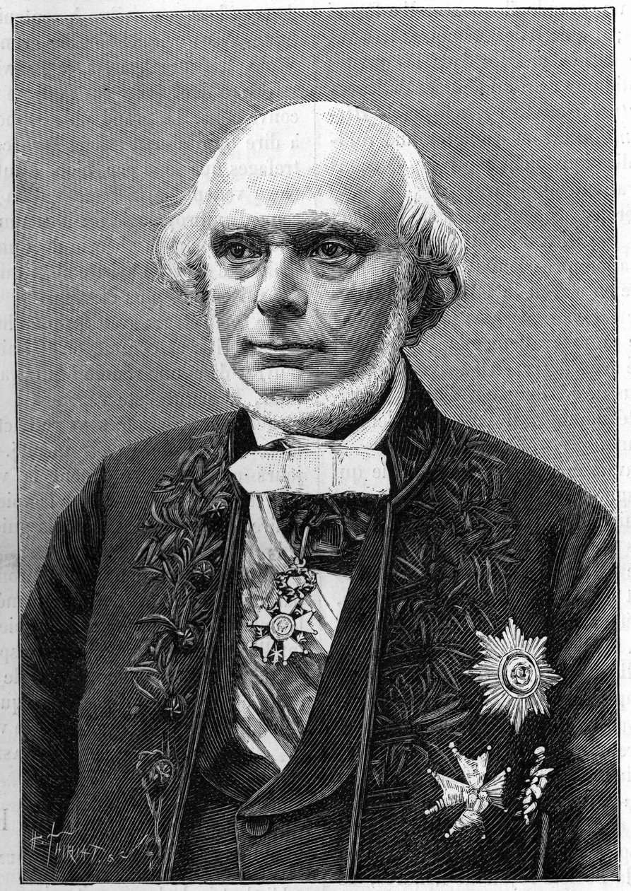 Portrait of Armand de Quatrefages de Breau (1810-1892), French naturalist and anthropologist. (From a photograph by Charles Gallot). Engraving in “” La Nature: revue des sciences et de leurs applications aux arts et a l