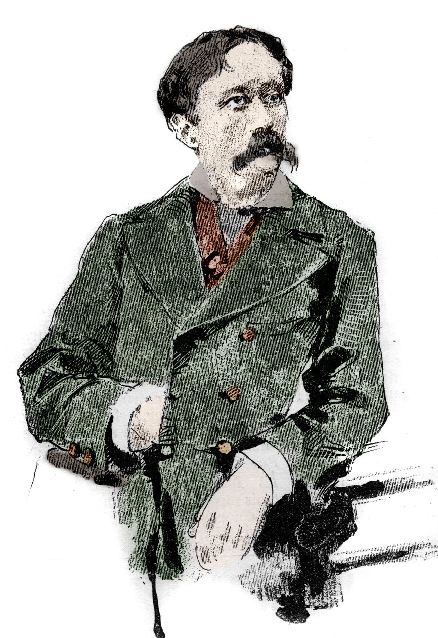 Portrait of Arrigo (or Enrico) Boito (1842-1918), Italian librettist, author of the libretto of “Otello” (Othello) by Giuseppe Verdi. Engraving in “” Le monde illustrious”” av Unknown artist