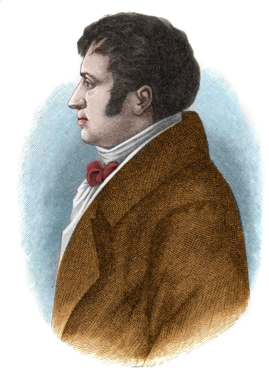 Portrett av August Whilhelm von Schlegel (1767-1845), tysk filosof, kritiker, orientalist og oversetter og teoretiker av den romantiske bevegelsen. av Unknown artist